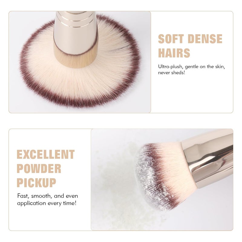 dpolla Dual-Ended Foundation Brush: Round & Angled Pro-Grade makeup brushes, 100% Vegan Synthetic Makeup Brush for Flawless Blending and Application of Liquid, Powder, Cream, Blush - Image 5